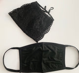 Black Lace Face Mask + BONUS black cotton mask
