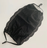 Black Lace Face Mask + BONUS black cotton mask