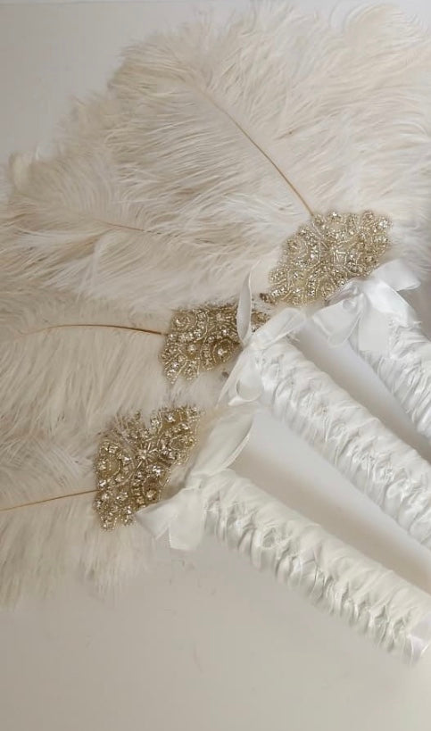 “Terri” Bling Feather Fan