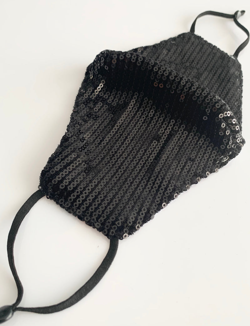 Luxury Black Sequin Face Mask