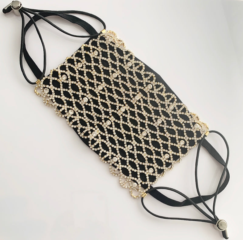 Luxury Gold Rhinestone Face Mask Cover (OPTIONAL cotton mask)