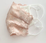 Blush Lace Mask Cover + BONUS white cotton mask