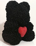 Luxury Heart of Pearls Rose Bear - Red on Black
