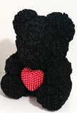 Luxury Heart of Pearls Rose Bear - Red on Black