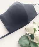 Ivory/Navy Silk Bride & Groom Wedding Mask Set (2 masks)