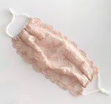 Blush Lace Mask Cover + BONUS white cotton mask