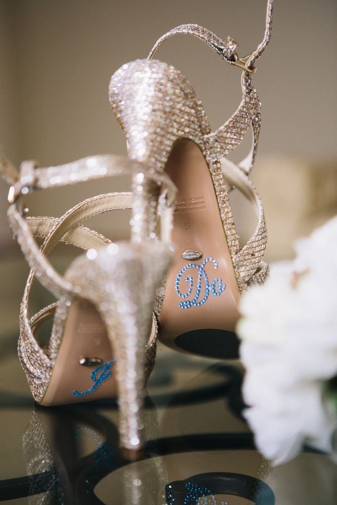 Self-adhesive Rhinestone Shoe Decals - 'I Do', 'Me Too'