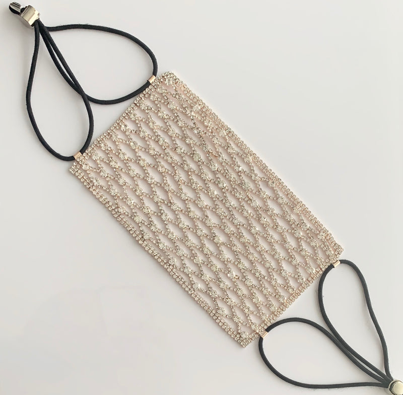 Luxury Rose Gold Rhinestone Face Mask Cover Set (OPTIONAL cotton mask)
