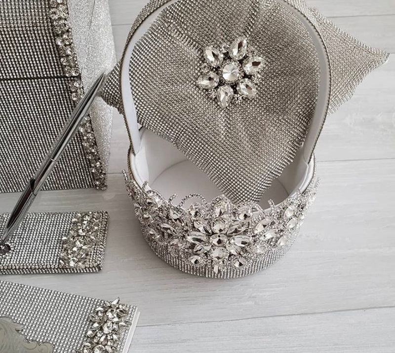Bling Flower Girl Basket & Silk Rose Petals
