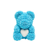 Luxury Heart of Pearls Rose Bear - Blue