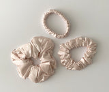 Luxury Gift Set - Pure Mulberry Silk Eye Mask 3 Size Scrunchies Headband + BONUS Mesh Laundry Bag