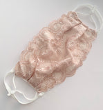 Blush Lace Mask Cover + BONUS white cotton mask