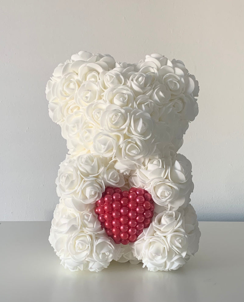Original Pearl Heart Baby Teddy - White