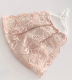 Blush Lace Mask Cover + BONUS white cotton mask