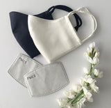 Ivory/Navy Silk Bride & Groom Wedding Mask Set (2 masks)