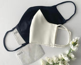 Ivory/Navy Silk Bride & Groom Wedding Mask Set (2 masks)