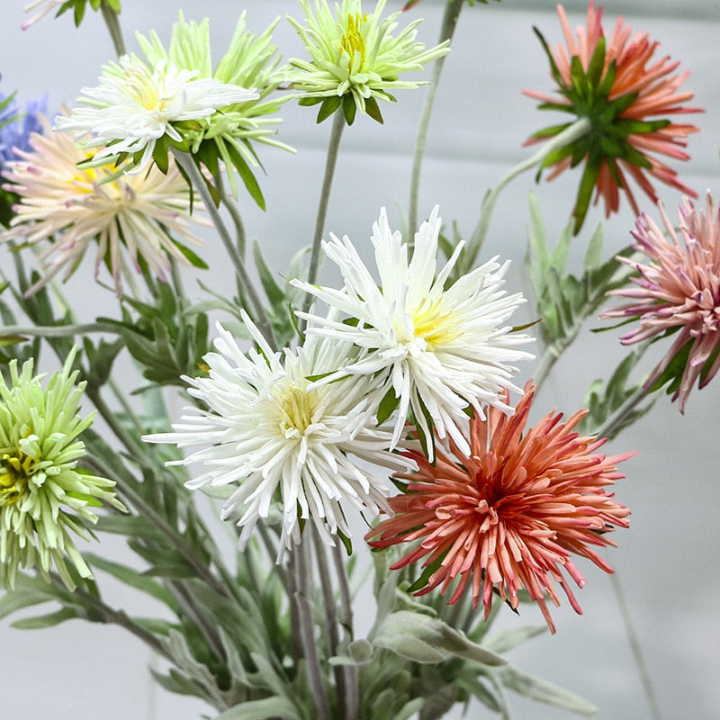 Artificial 3-head Dragon Claw Chrysanthemum Silk Flower - 1 piece