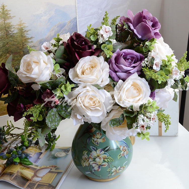 Artificial 13-head Peony Rose Bouquet