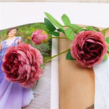 Artificial 3-branch Peony Rose flower - 1 piece