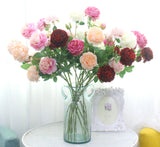 Artificial 3-branch Peony Rose flower - 1 piece