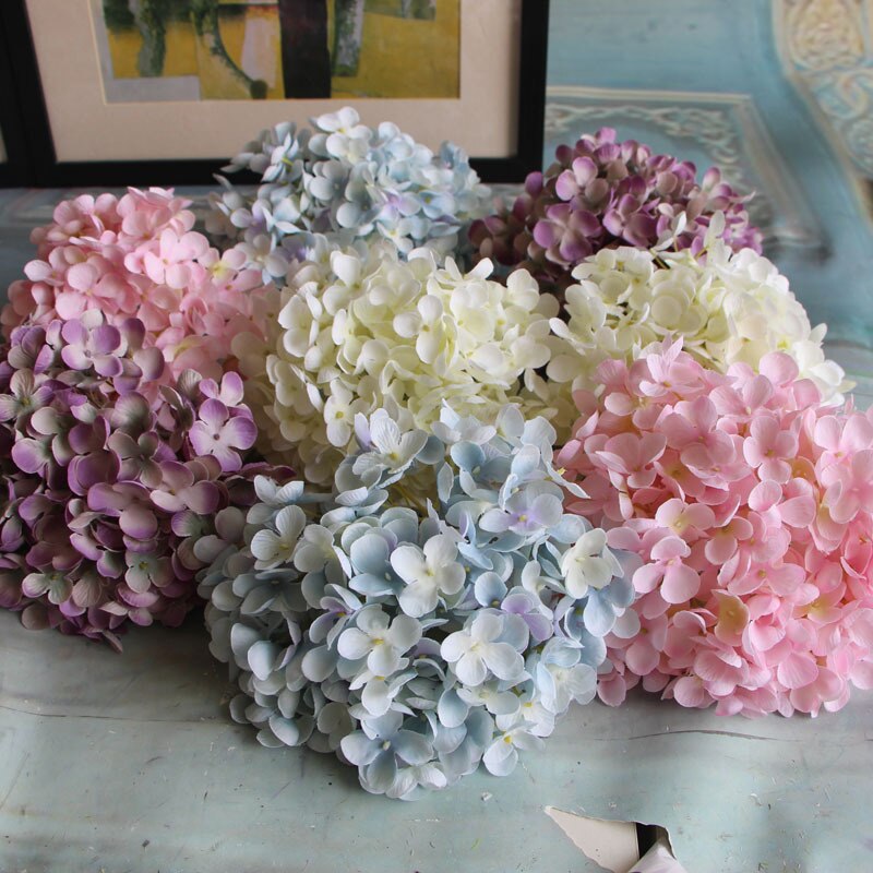 Artificial Silk Hydrangea Flower Heads - 6 pieces