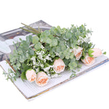 Artificial Small Rose Lotus Baby's Breath Bouquet