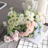 Artificial 10-head Silk Rose Flower Bouquet