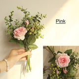 Artificial Silk Flower Peony Eucalyptus + Berry Bouquet