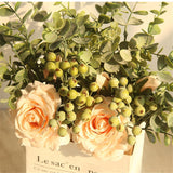 Artificial Silk Flower Peony Eucalyptus + Berry Bouquet