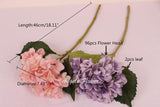 Artificial Single-stem Hydrangea Flowers - 11 pieces