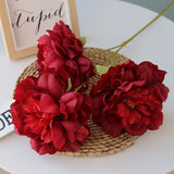 Artificial Silk 5-head Peony Bouquet