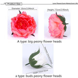 Artificial Silk Peony Flower Heads - 100 pieces