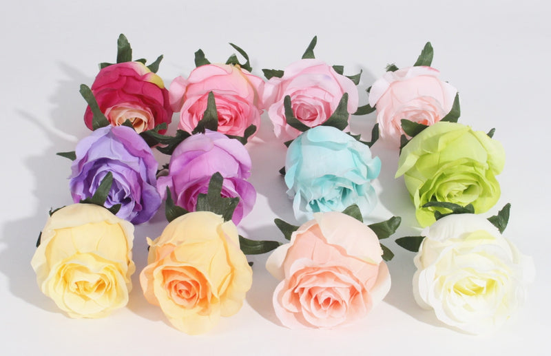 Artificial Silk Rose Flower Heads - 5 pieces