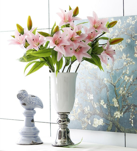 Artificial 3-head Real Touch Lily Flower - 5 pieces