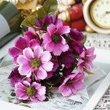 Artificial European Small Cherry Blossom Chrysanthemum Silk Flower Bouquet