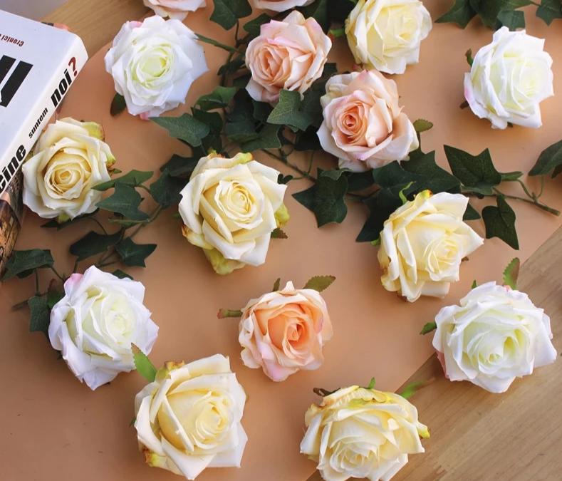 Artificial Silk Rose Flower Heads - 30 pieces
