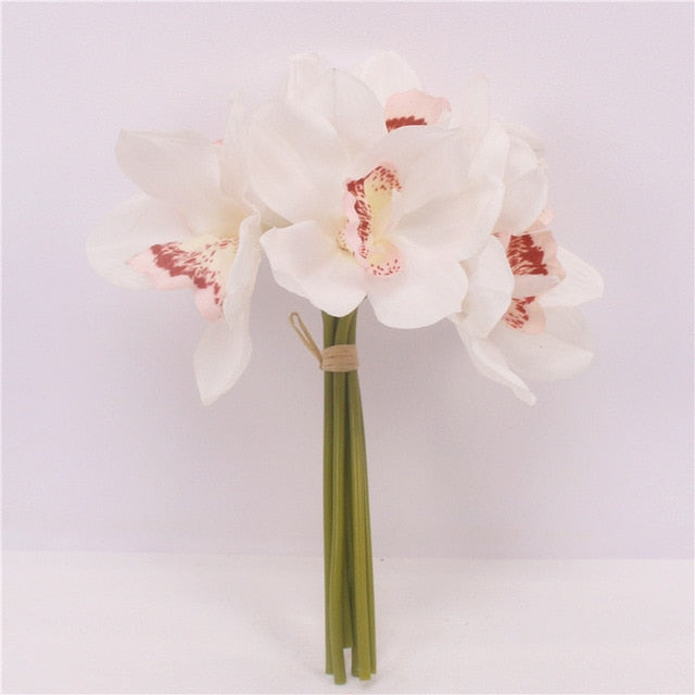 Artificial Real Touch Cymbidium Orchids - 6 pieces