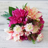 Artificial Pinecone Dahlia Silk Flower Bouquet